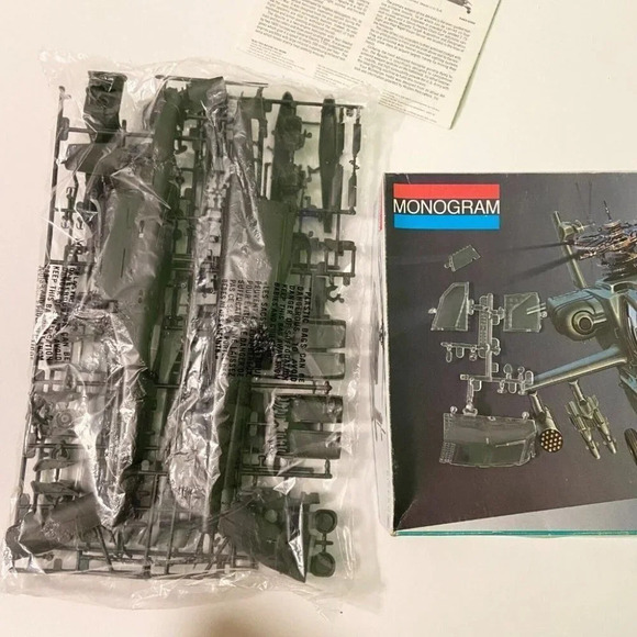 Vintage 1986 Monogram  AH-64 Apache Helicopter 1:48 Kit 5443 Open Box Never Used - Picture 6 of 12